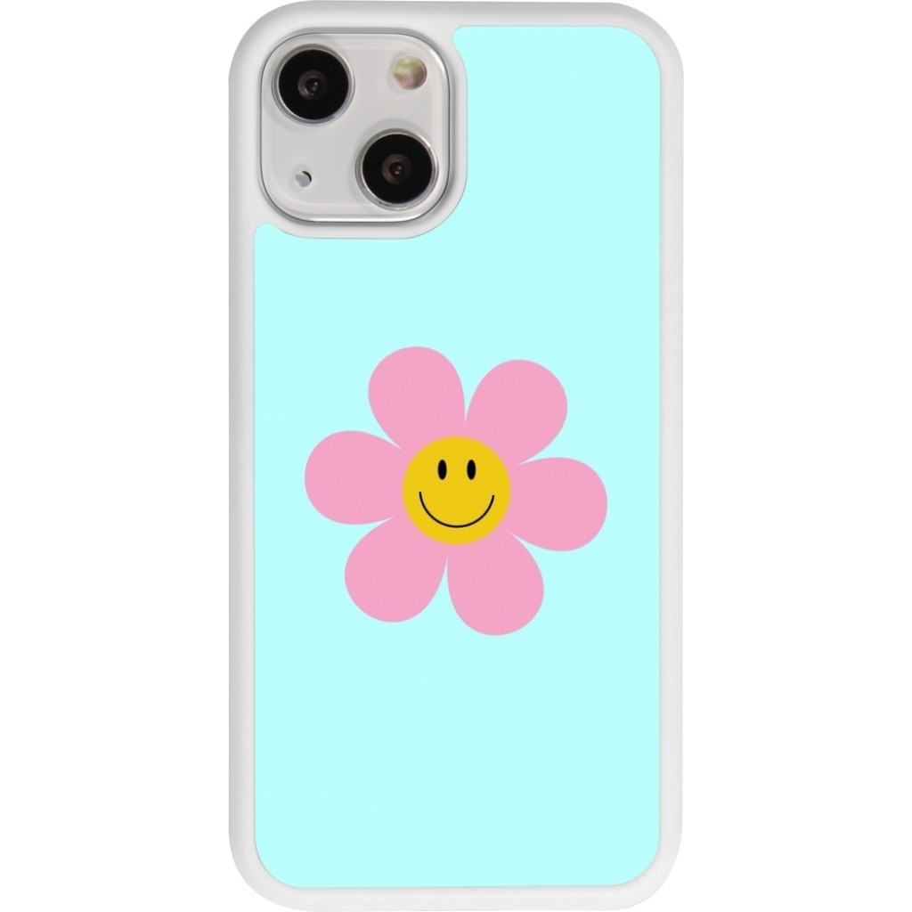 iPhone 13 mini Case Hülle Silikon weiss Easter 2024 happy flower