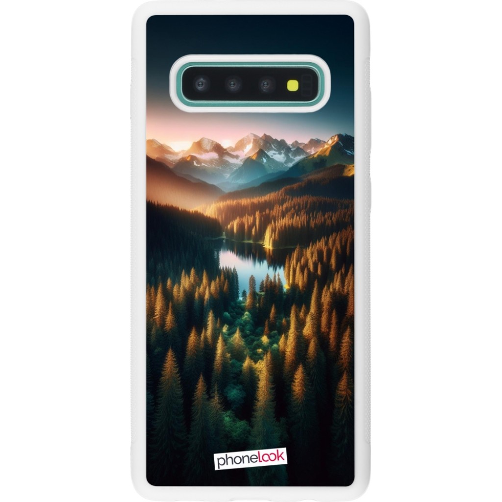 Coque Samsung Galaxy S Silicone Rigide Blanc Sunset Forest Lake