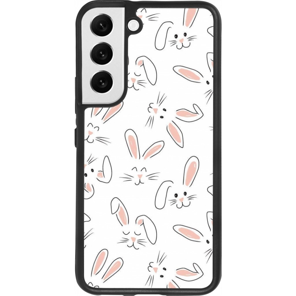 Samsung Galaxy S22 Case Hülle Silikon schwarz Easter 2023 bunnies