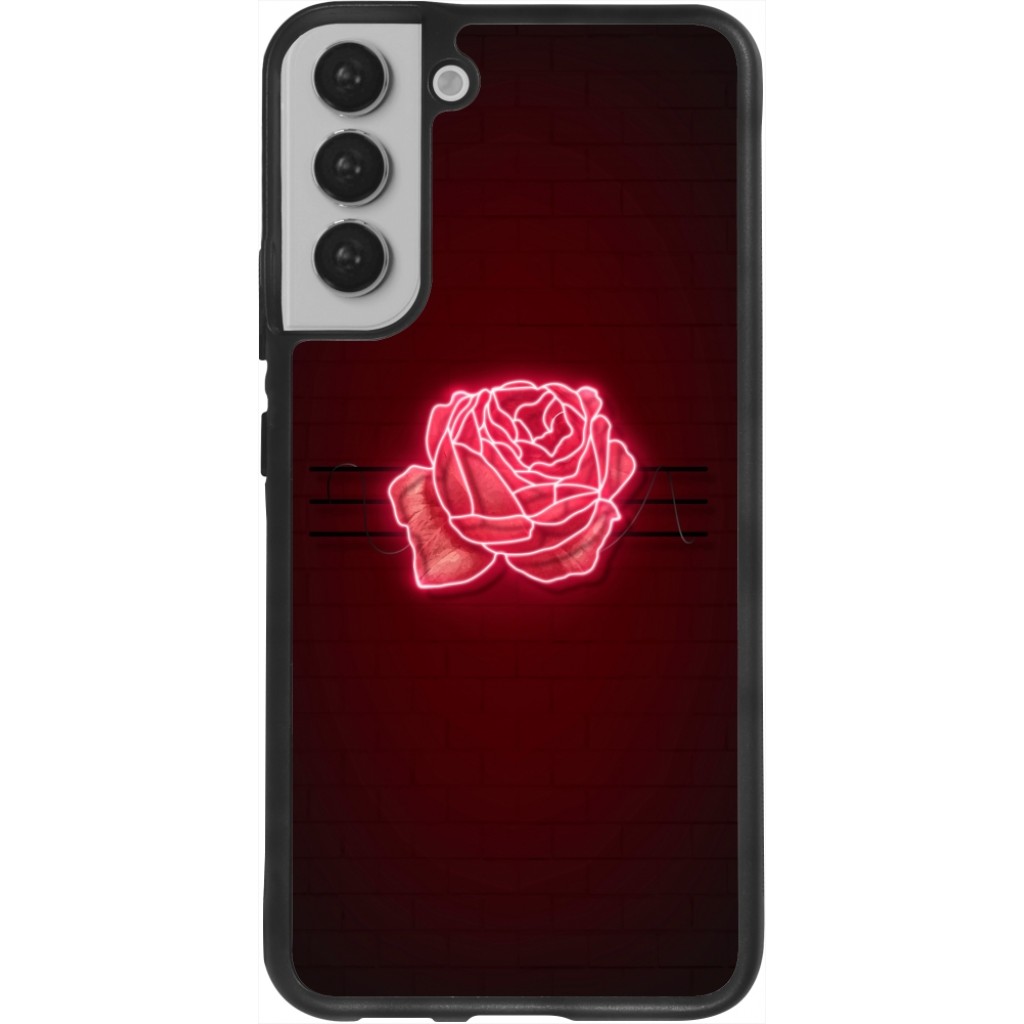 Coque Samsung Galaxy S Silicone Rigide Noir Spring Neon Rose