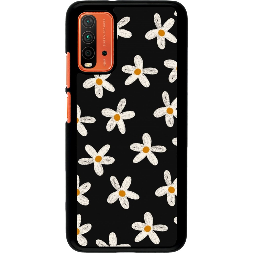 Xiaomi Redmi 9T Case Hülle Easter 2024 white on black flower Kaufen