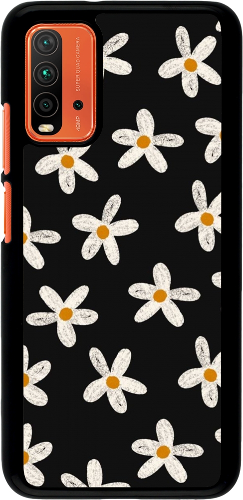 Xiaomi Redmi 9T Case Hülle Easter 2024 white on black flower Kaufen