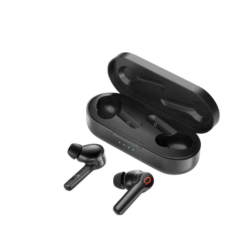 Qere E20 In-Ear TWS Kopfhörer Bluetooth 5.3 mit intelligentem Ladecase und IP54 Zertifizierung - Schwarz