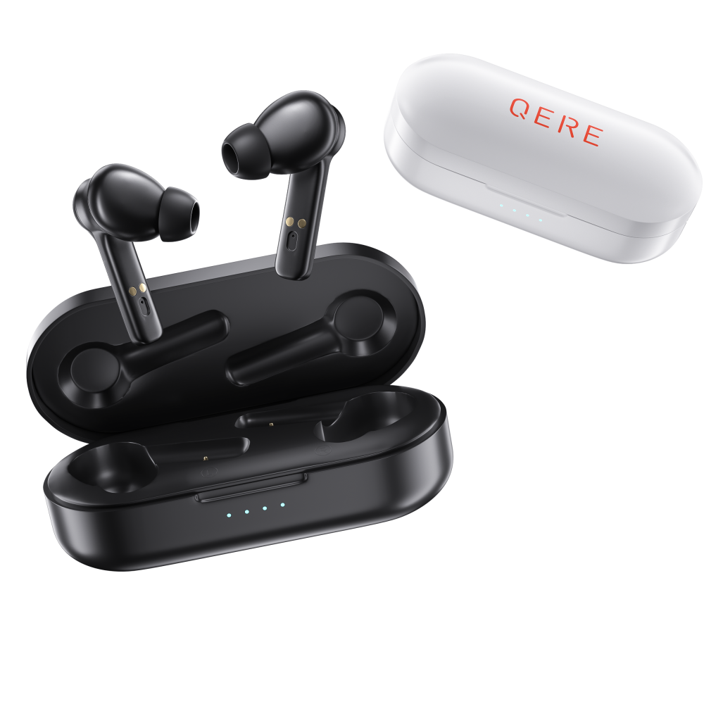 Qere E20 Ecouteurs In-Ear TWS Bluetooth 5.3 boîtier de chargement intelligent + certification IP54 - Blanc