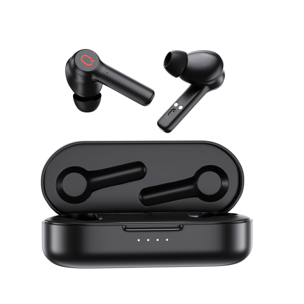 Qere E20 In-Ear TWS Kopfhörer Bluetooth 5.3 mit intelligentem Ladecase und IP54 Zertifizierung - Schwarz