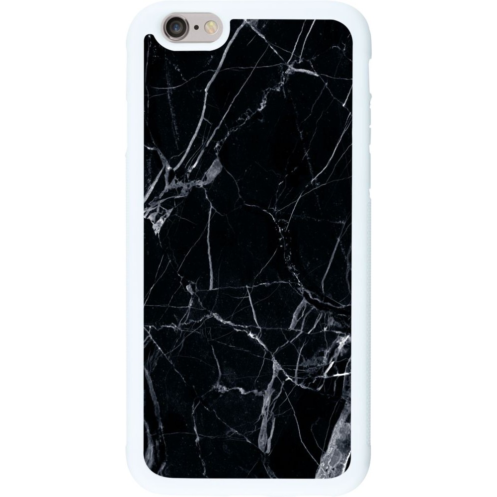 Coque iPhone 6/6s - Silicone rigide blanc Marble Black 01