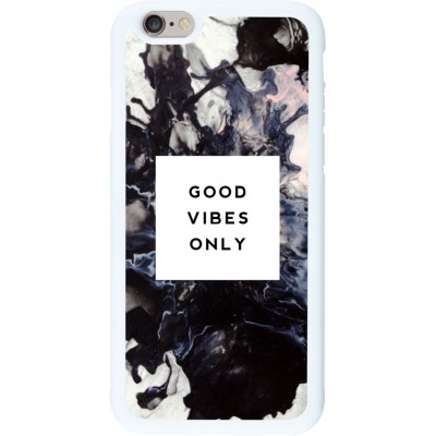 Coque iPhone 6/6s - Silicone rigide blanc Marble Good Vibes Only