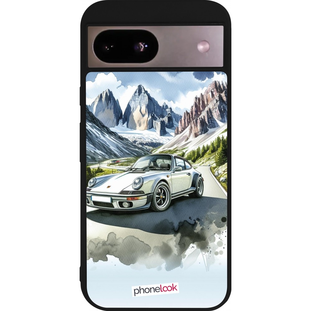 Google Pixel 8a Case Hülle - Silikon schwarz Porsche 911 Berg Aquarell