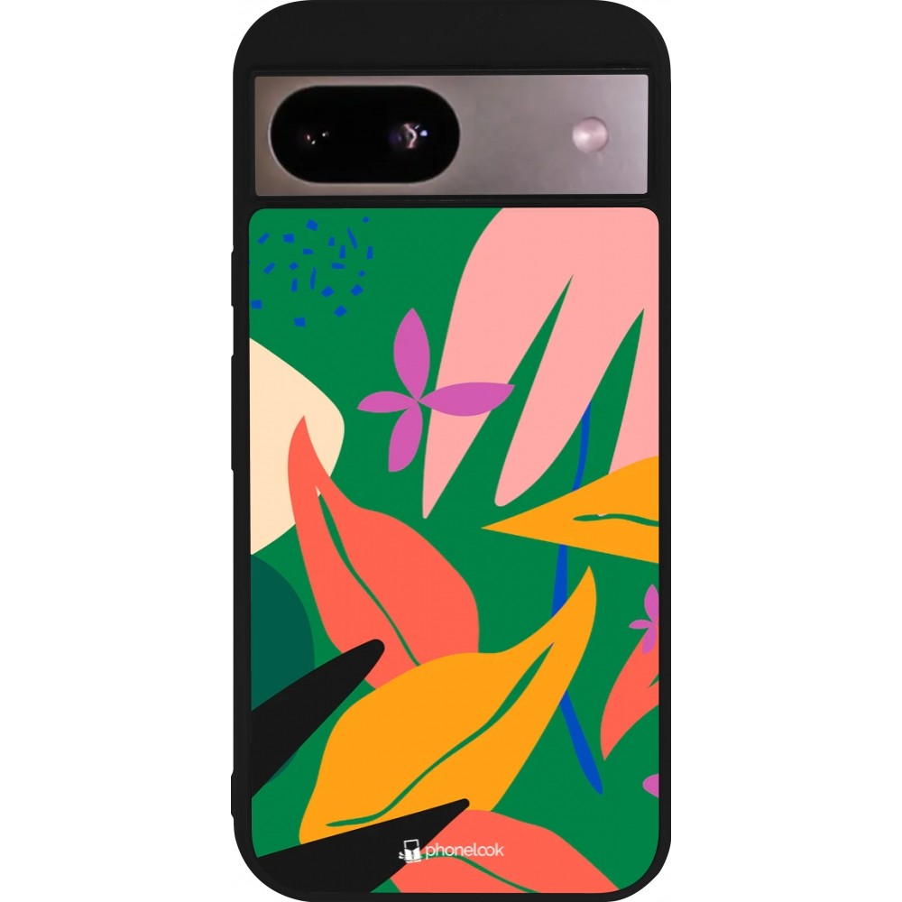 Coque Google Pixel 8a - Silicone rigide noir Abstract Jungle