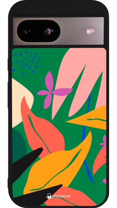 Coque Google Pixel 8a - Silicone rigide noir Abstract Jungle