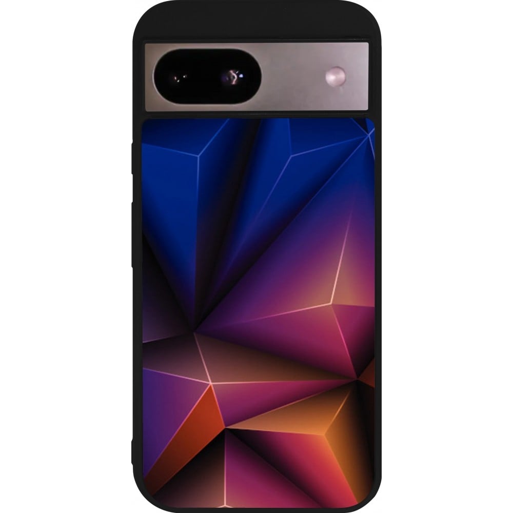 Coque Google Pixel 8a - Silicone rigide noir Abstract Triangles 