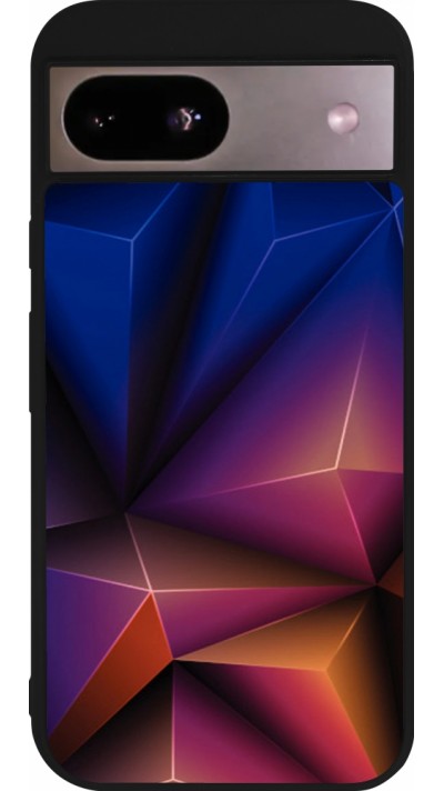 Coque Google Pixel 8a - Silicone rigide noir Abstract Triangles 