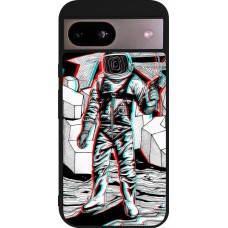 Coque Google Pixel 8a - Silicone rigide noir Anaglyph Astronaut