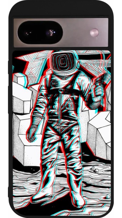 Coque Google Pixel 8a - Silicone rigide noir Anaglyph Astronaut