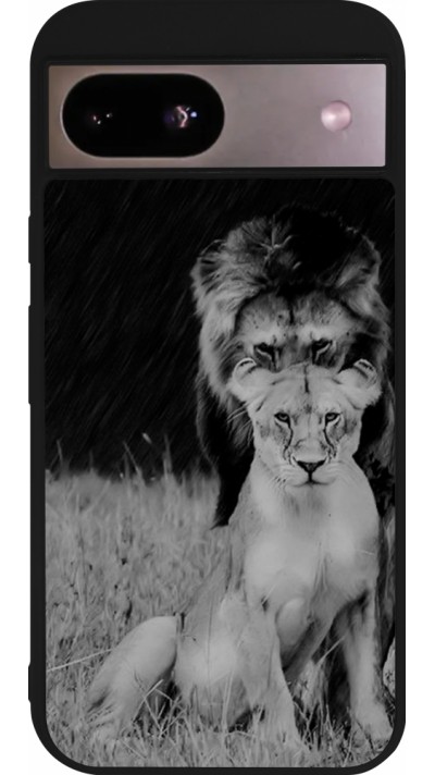 Coque Google Pixel 8a - Silicone rigide noir Angry lions