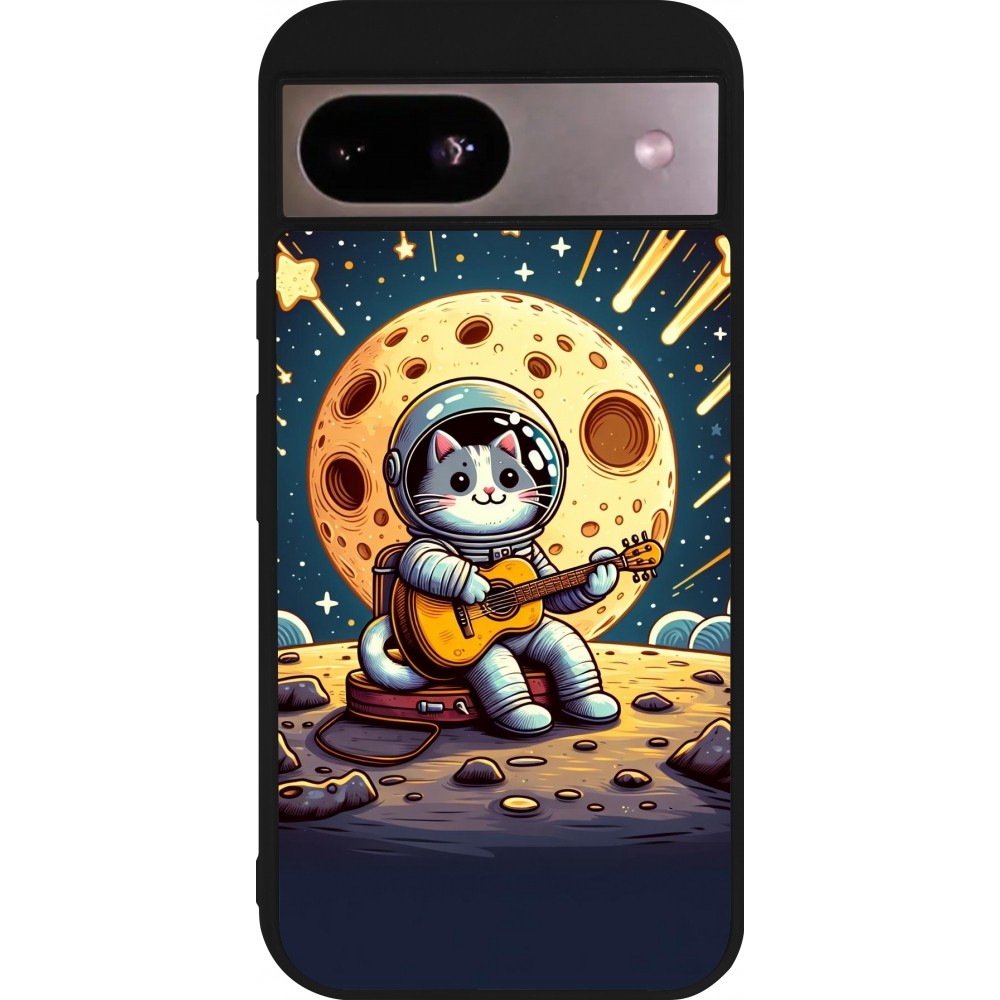 Coque Google Pixel 8a - Silicone rigide noir AstroCat RockLune