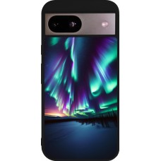 Coque Google Pixel 8a - Silicone rigide noir Aurore Boréale Étincelante