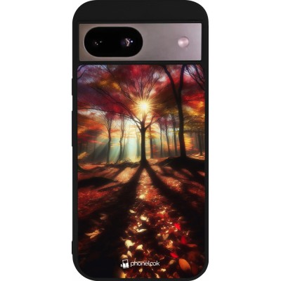 Coque Google Pixel 8a - Silicone rigide noir Automne doré glare