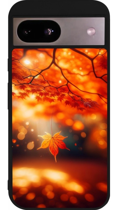 Coque Google Pixel 8a - Silicone rigide noir Automne Magique Orange