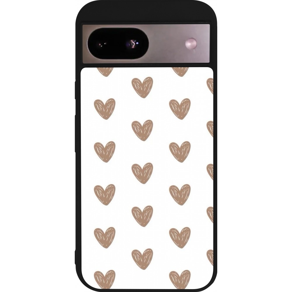 Coque Google Pixel 8a - Silicone rigide noir Autumn 2024 brown hearts