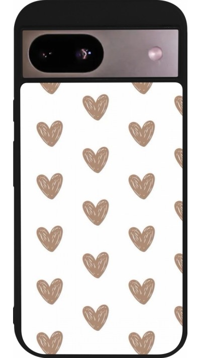 Coque Google Pixel 8a - Silicone rigide noir Autumn 2024 brown hearts