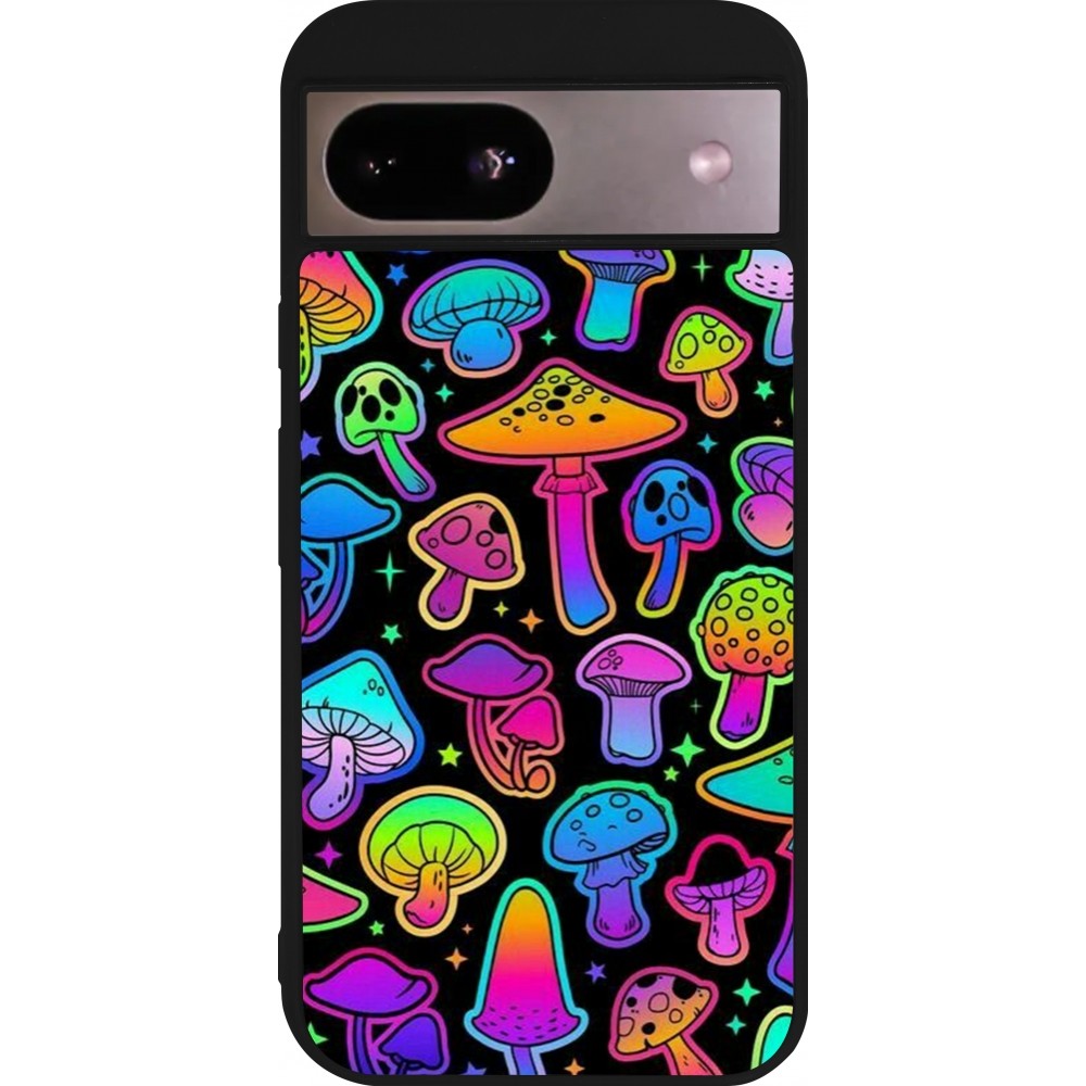 Coque Google Pixel 8a - Silicone rigide noir Autumn 2024 magic mushrooms