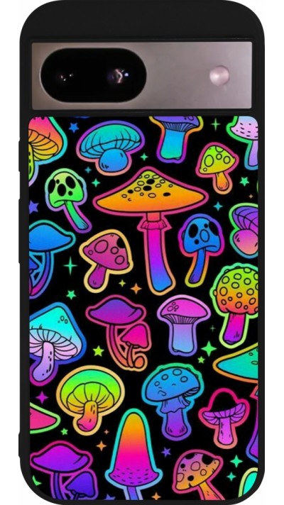 Coque Google Pixel 8a - Silicone rigide noir Autumn 2024 magic mushrooms