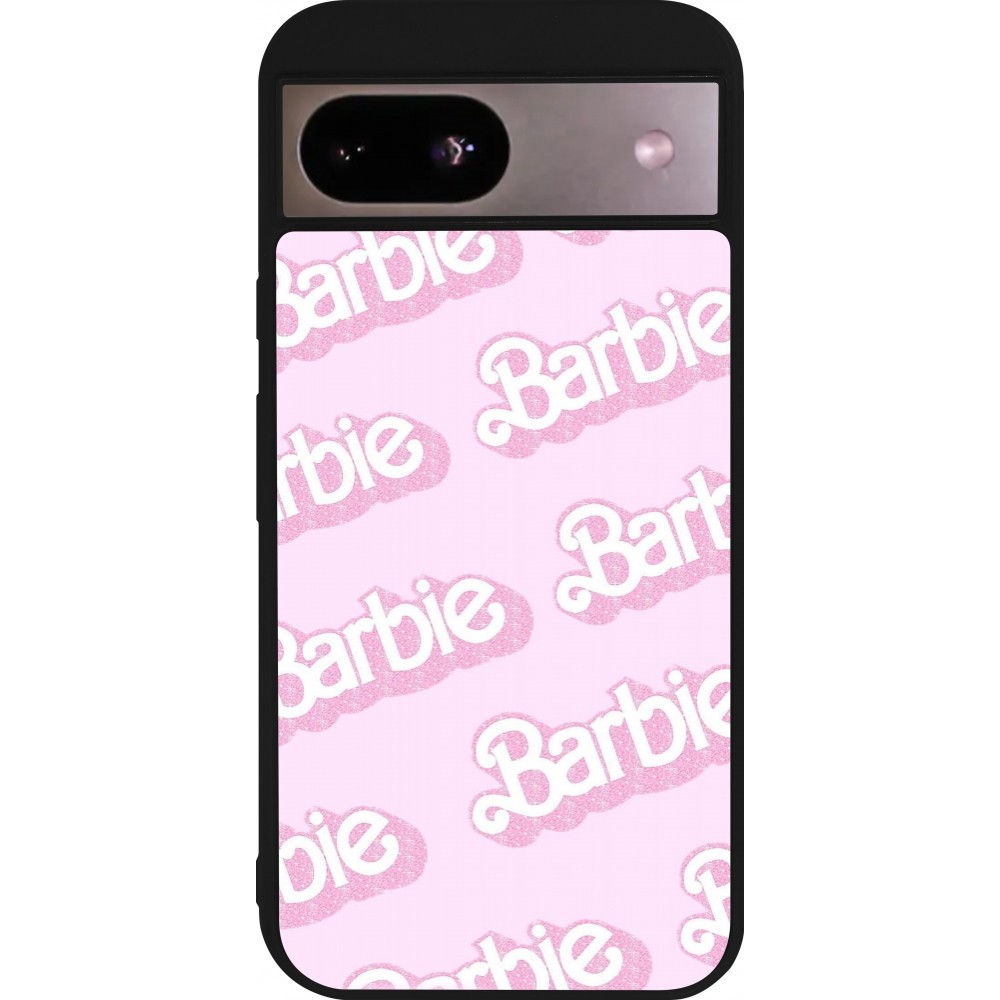 Coque Google Pixel 8a - Silicone rigide noir Barbie light pink pattern