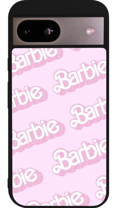 Coque Google Pixel 8a - Silicone rigide noir Barbie light pink pattern