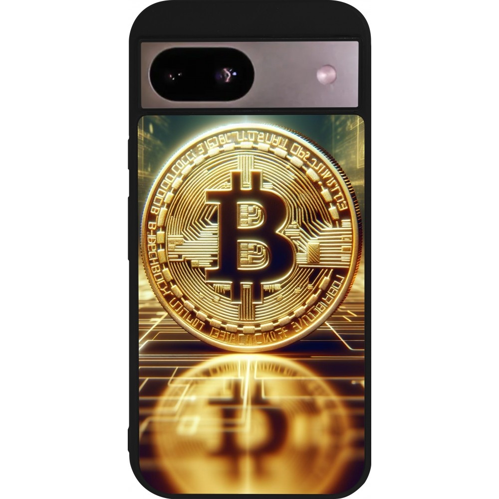 Coque Google Pixel 8a - Silicone rigide noir Bitcoin Standing