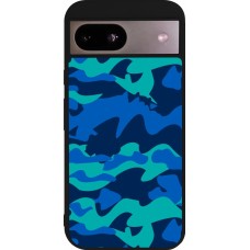 Coque Google Pixel 8a - Silicone rigide noir Camo Blue