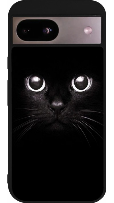 Coque Google Pixel 8a - Silicone rigide noir Cat eyes