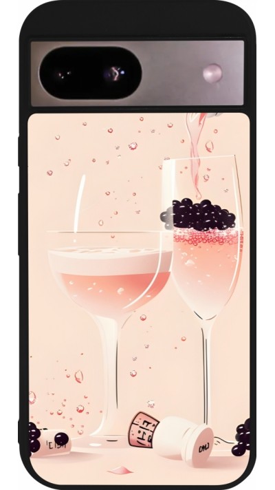 Coque Google Pixel 8a - Silicone rigide noir Champagne Pouring Pink