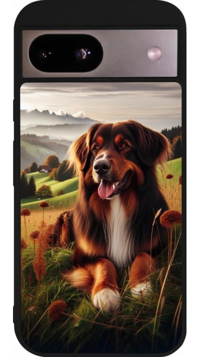 Coque Google Pixel 8a - Silicone rigide noir Chien Campagne Suisse