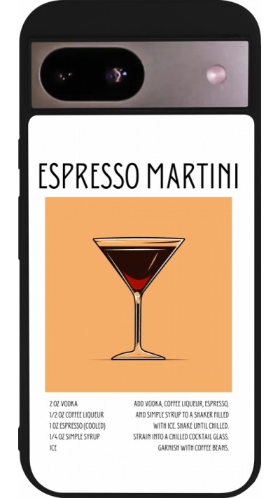 Coque Google Pixel 8a - Silicone rigide noir Cocktail recette Espresso Martini