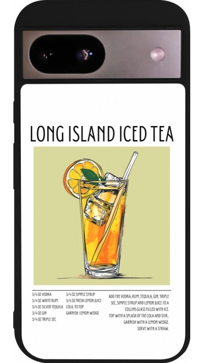 Coque Google Pixel 8a - Silicone rigide noir Cocktail recette Long Island Ice Tea