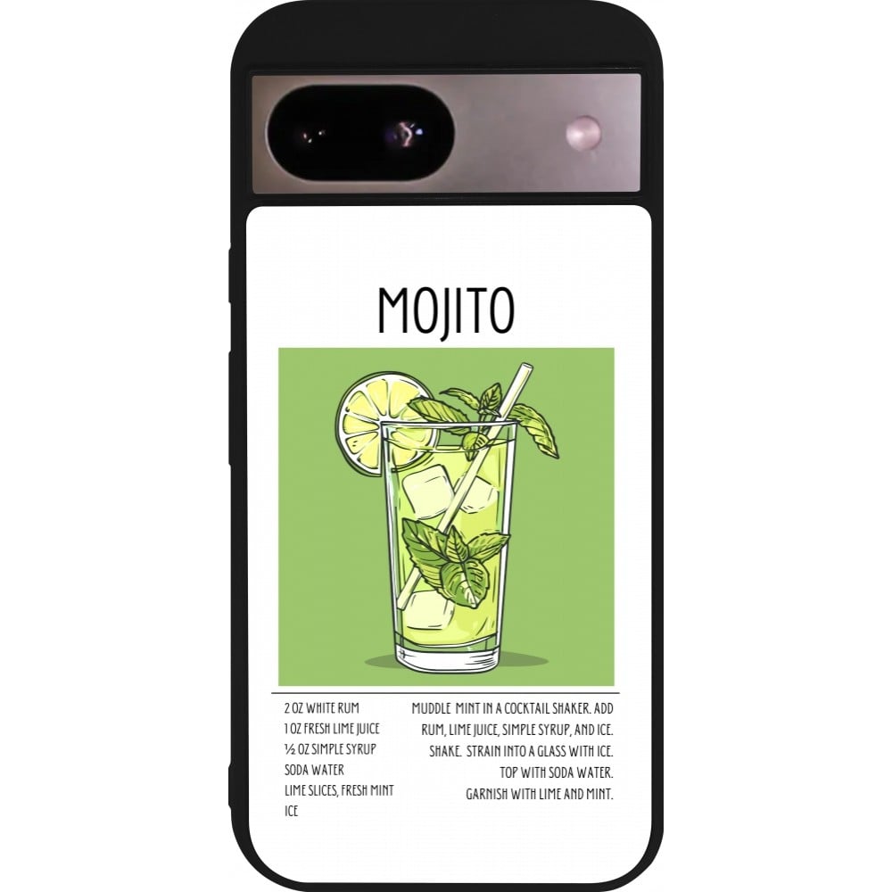 Coque Google Pixel 8a - Silicone rigide noir Cocktail recette Mojito