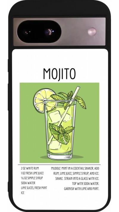 Coque Google Pixel 8a - Silicone rigide noir Cocktail recette Mojito