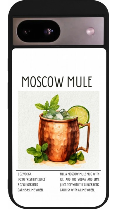 Coque Google Pixel 8a - Silicone rigide noir Cocktail recette Moscow Mule