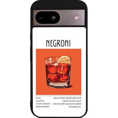 Coque Google Pixel 8a - Silicone rigide noir Cocktail recette Negroni