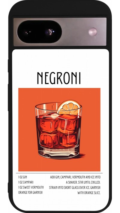 Coque Google Pixel 8a - Silicone rigide noir Cocktail recette Negroni