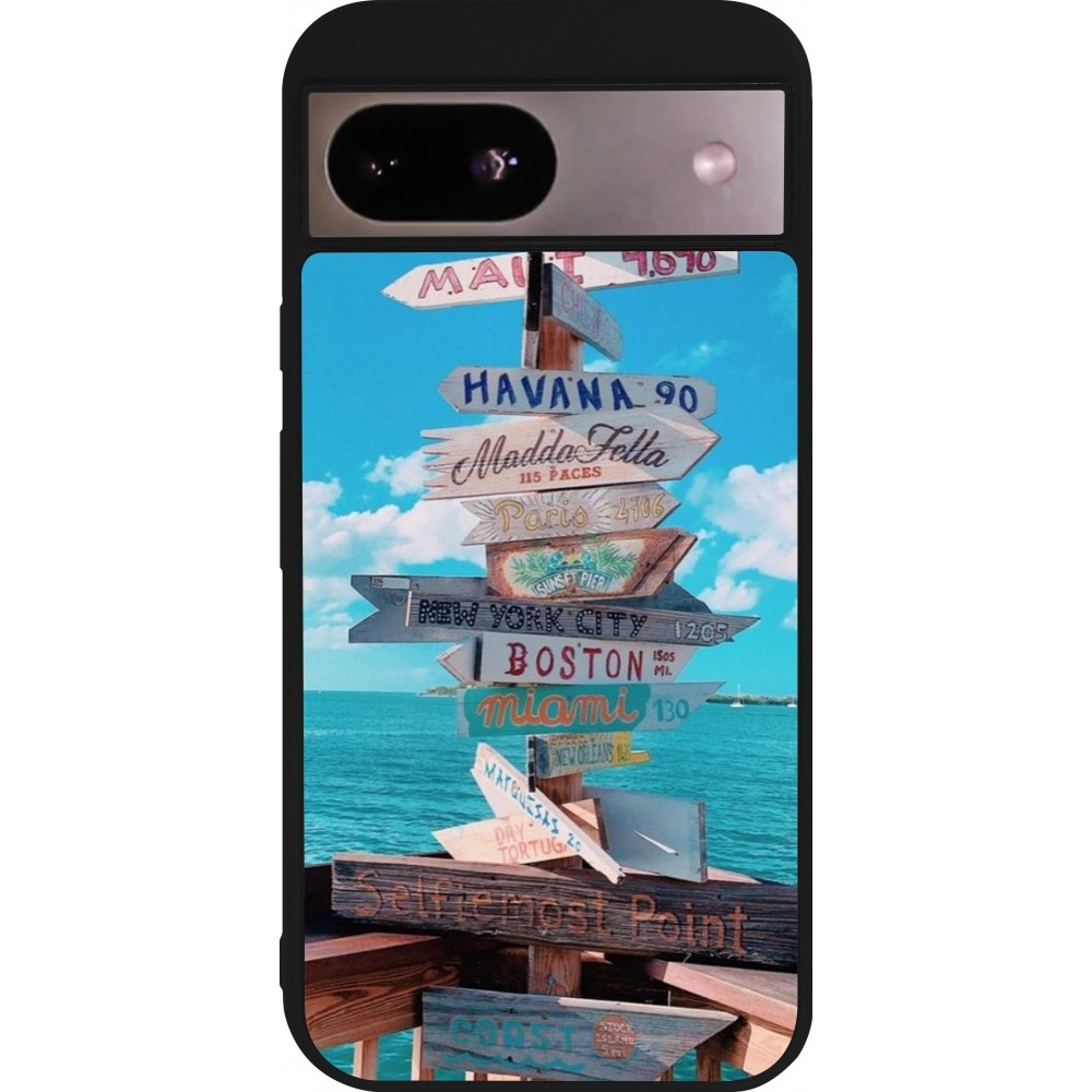 Coque Google Pixel 8a - Silicone rigide noir Cool Cities Directions