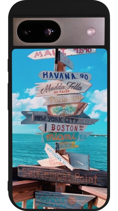 Coque Google Pixel 8a - Silicone rigide noir Cool Cities Directions