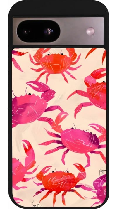 Coque Google Pixel 8a - Silicone rigide noir Crabs Paint