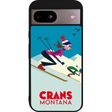 Coque Google Pixel 8a - Silicone rigide noir Crans-Montana Ski Downhill