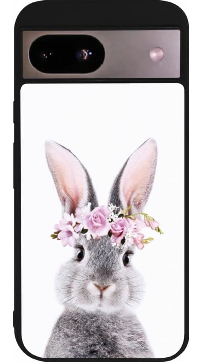 Coque Google Pixel 8a - Silicone rigide noir Easter 2023 flower bunny