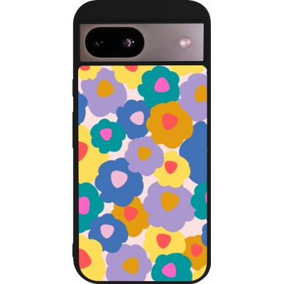 Coque Google Pixel 8a - Silicone rigide noir Easter 2024 flower power