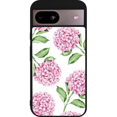 Coque Google Pixel 8a - Silicone rigide noir Easter 2024 pink flowers