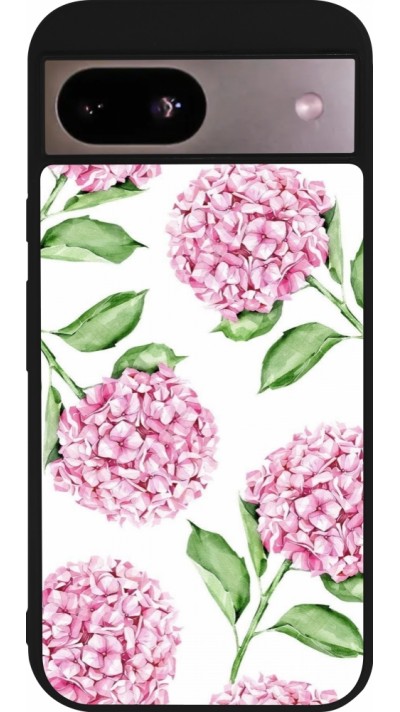 Coque Google Pixel 8a - Silicone rigide noir Easter 2024 pink flowers