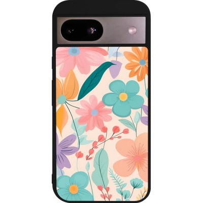 Coque Google Pixel 8a - Silicone rigide noir Easter 2024 spring flowers